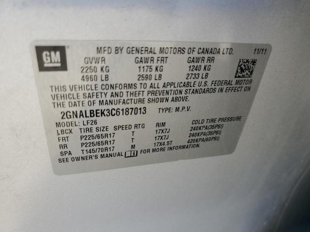 2012 Chevrolet Equinox Ls VIN: 2GNALBEK3C6187013 Lot: 59823834