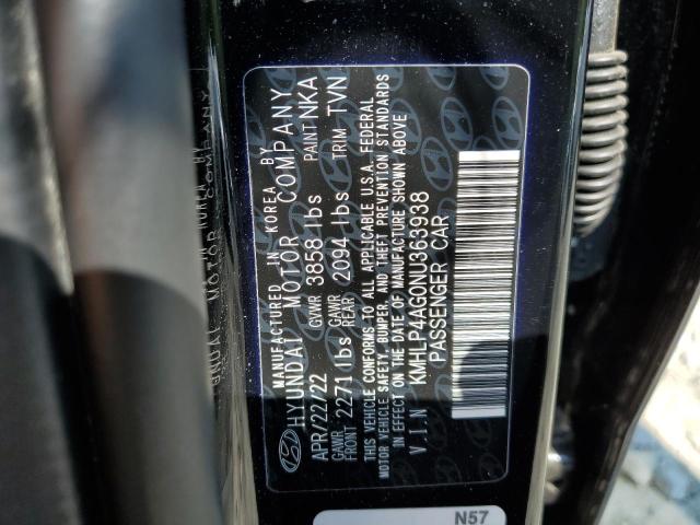 2022 Hyundai Elantra Limited VIN: KMHLP4AG0NU363938 Lot: 58409494