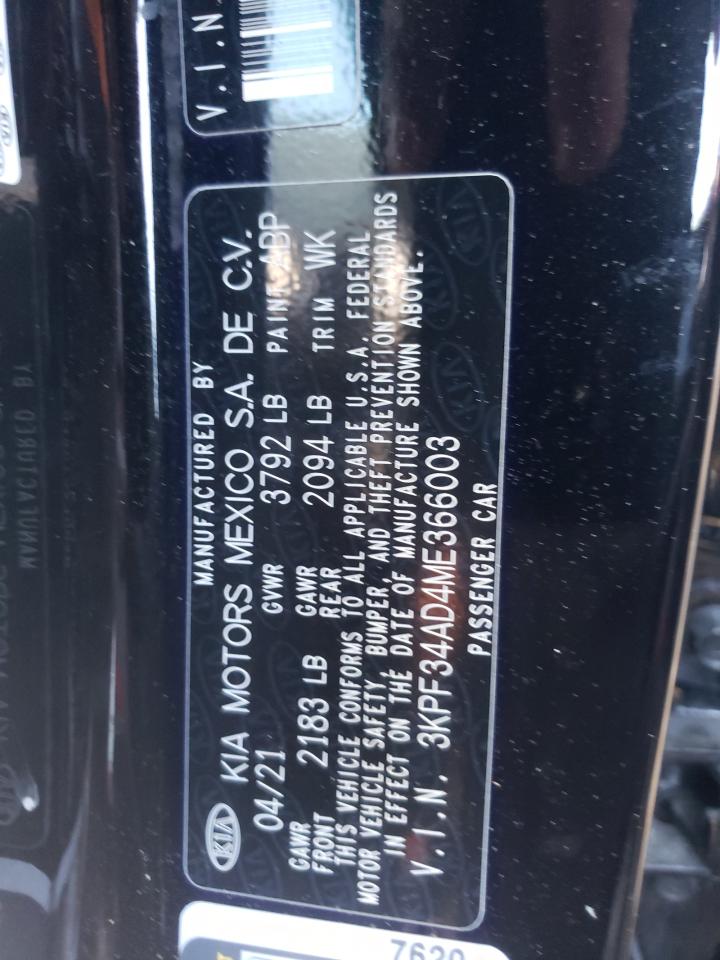 3KPF34AD4ME366003 2021 Kia Forte Gt Line