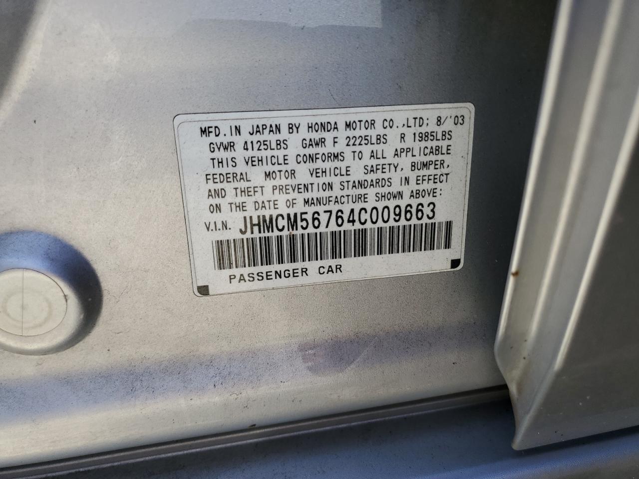 JHMCM56764C009663 2004 Honda Accord Ex