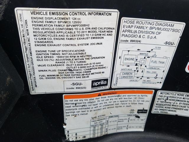 2011 APRILIA SPORTCITY ZD4SGU002B4001047