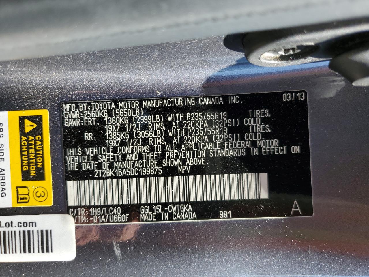 2T2BK1BA5DC199875 2013 Lexus Rx 350 Base