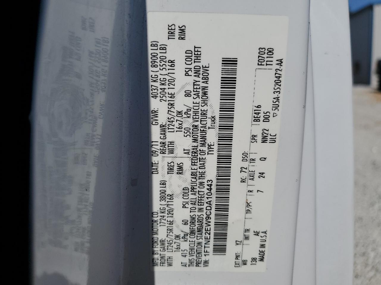 1FTNE2EW9CDA10443 2012 Ford Econoline E250 Van