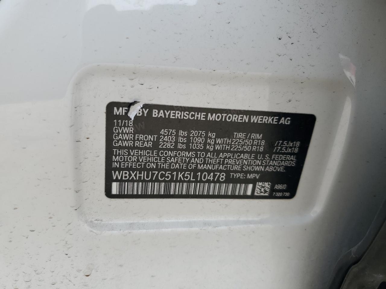 WBXHU7C51K5L10478 2019 BMW X1 Sdrive28I