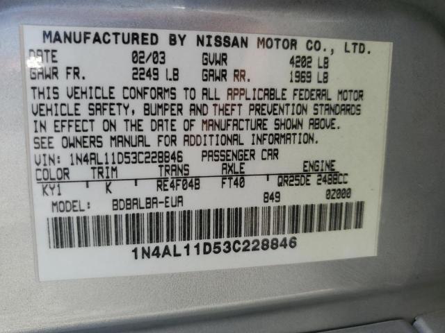 2003 Nissan Altima Base VIN: 1N4AL11D53C228846 Lot: 60943804