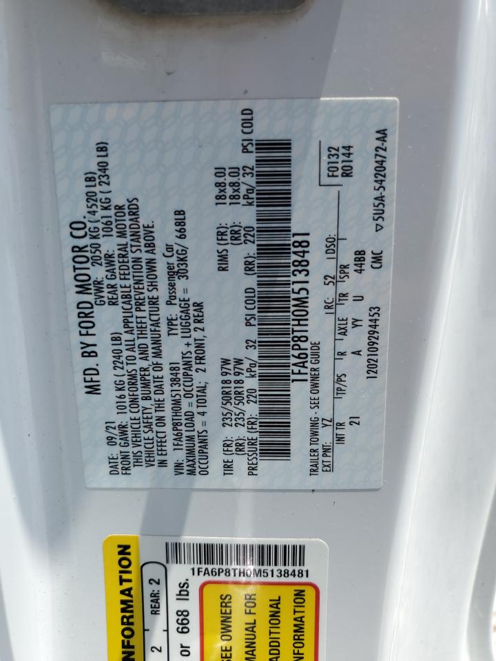 1FA6P8TH0M5138481 FORD ALL Models 2021