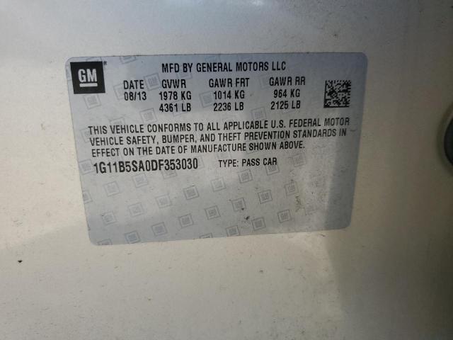 2013 Chevrolet Malibu Ls VIN: 1G11B5SA0DF353030 Lot: 59163254