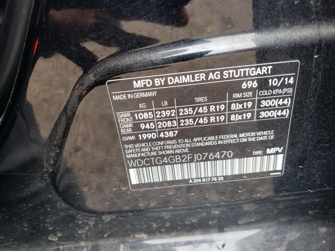 WDCTG4GB2FJ076470 2015 Mercedes-Benz Gla 250 4Matic