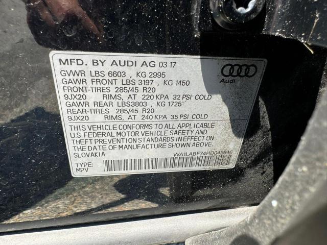 2017 Audi Q7 Premium Plus VIN: WA1LABF74HD049646 Lot: 59950474