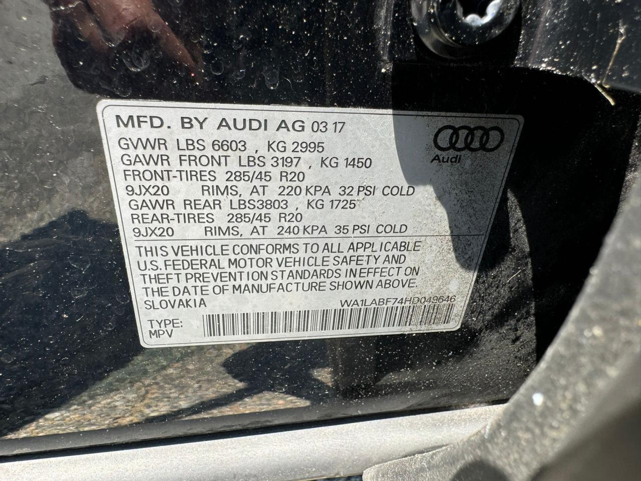 WA1LABF74HD049646 2017 Audi Q7 Premium Plus