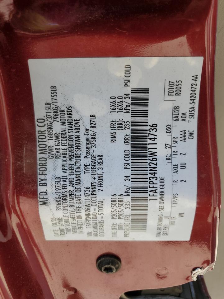 1FAFP34N26W114736 2006 Ford Focus Zx4