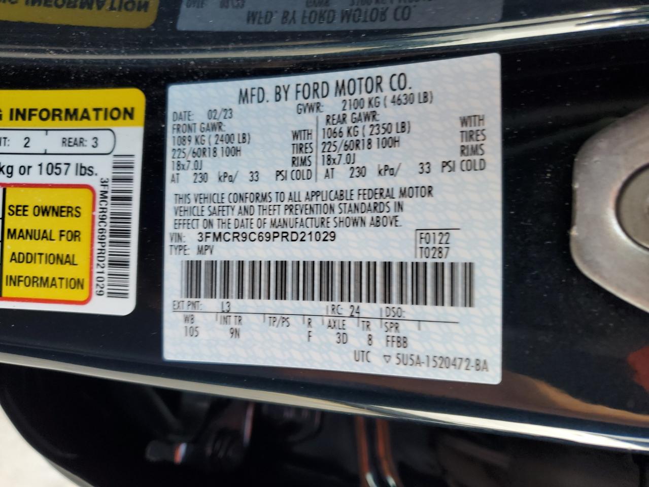 3FMCR9C69PRD21029 FORD BRONCO 2023