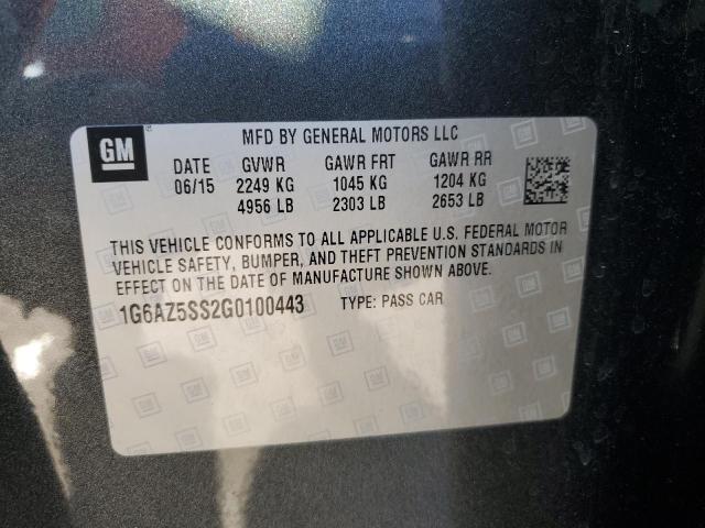 2016 Cadillac Cts Premium Collection VIN: 1G6AZ5SS2G0100443 Lot: 60886474