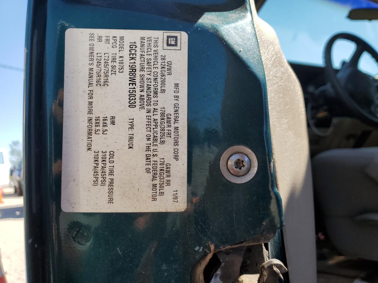 1GCEK19R8WE150330 1998 Chevrolet Gmt-400 K1500