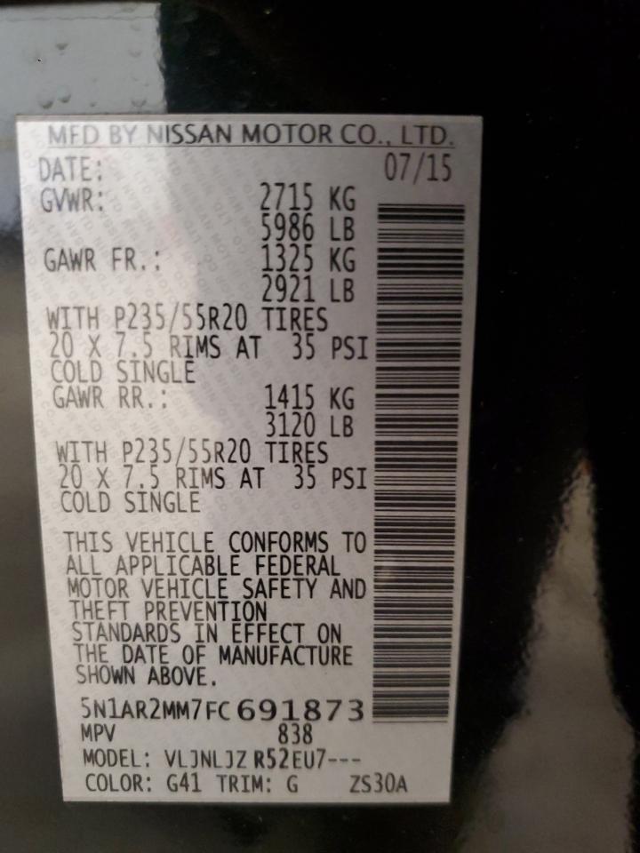 5N1AR2MM7FC691873 2015 Nissan Pathfinder S