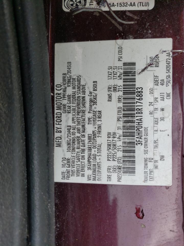 3FAHP0HA1BR176883 2011 Ford Fusion Se