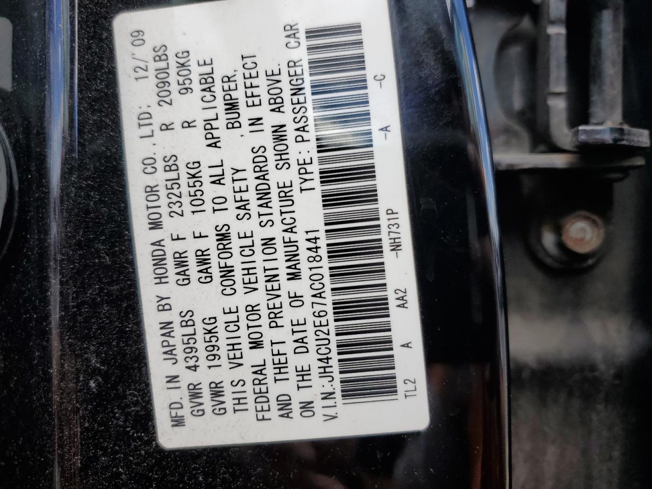 JH4CU2E67AC018441 2010 Acura Tsx