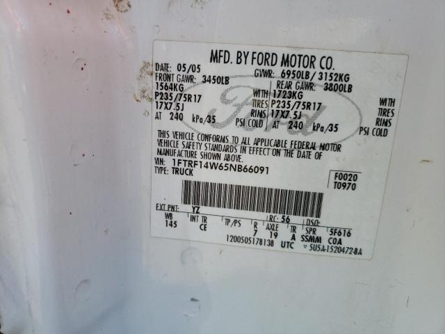 2005 Ford F150 VIN: 1FTRF14W65NB66091 Lot: 60678704