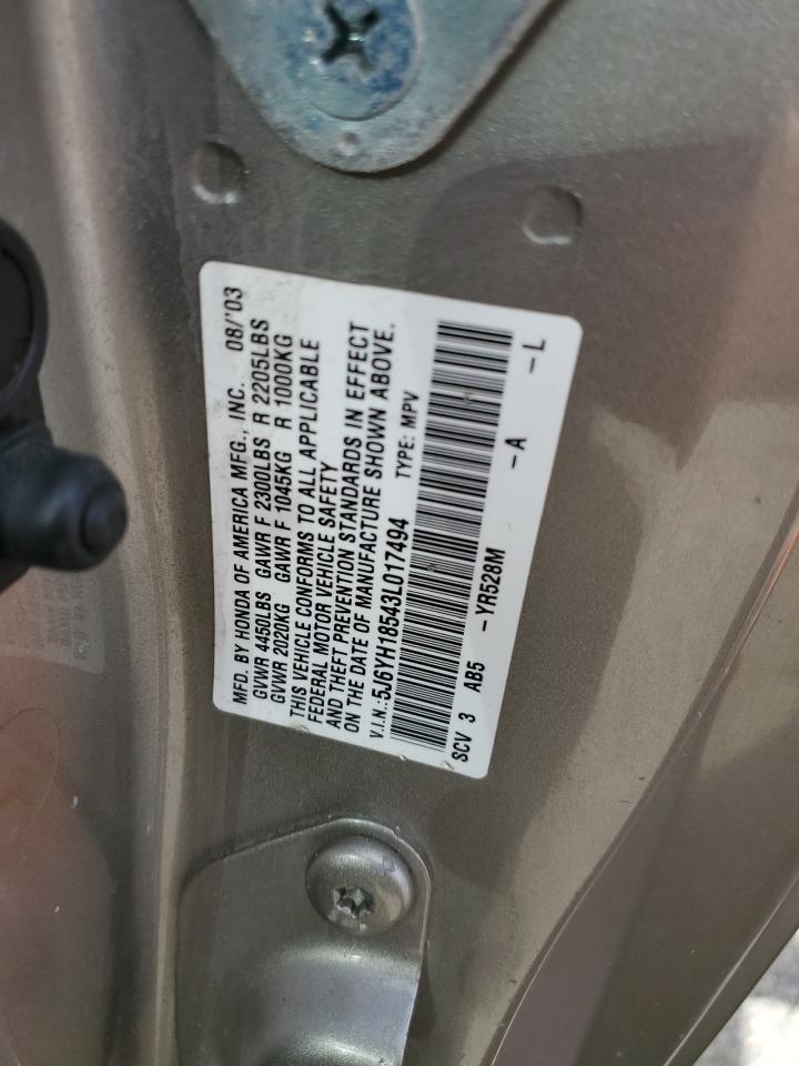 5J6YH18543L017494 2003 Honda Element Ex