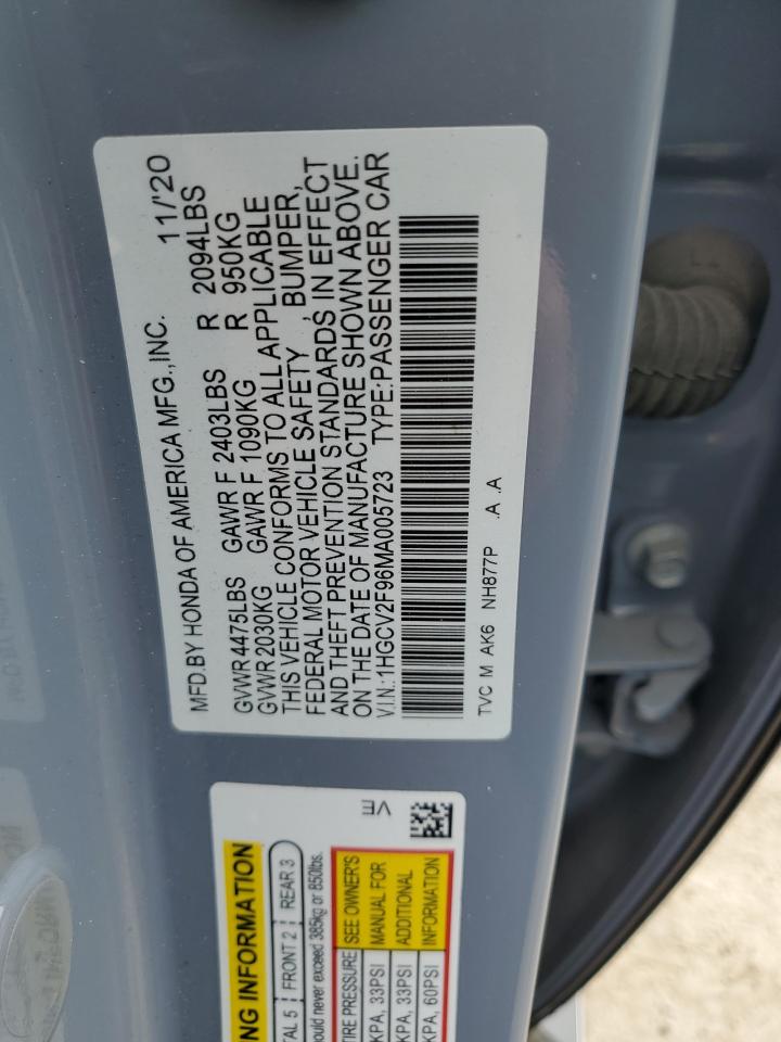 1HGCV2F96MA005723 2021 Honda Accord Touring