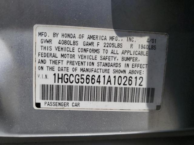2001 Honda Accord Ex VIN: 1HGCG56641A102612 Lot: 59235744