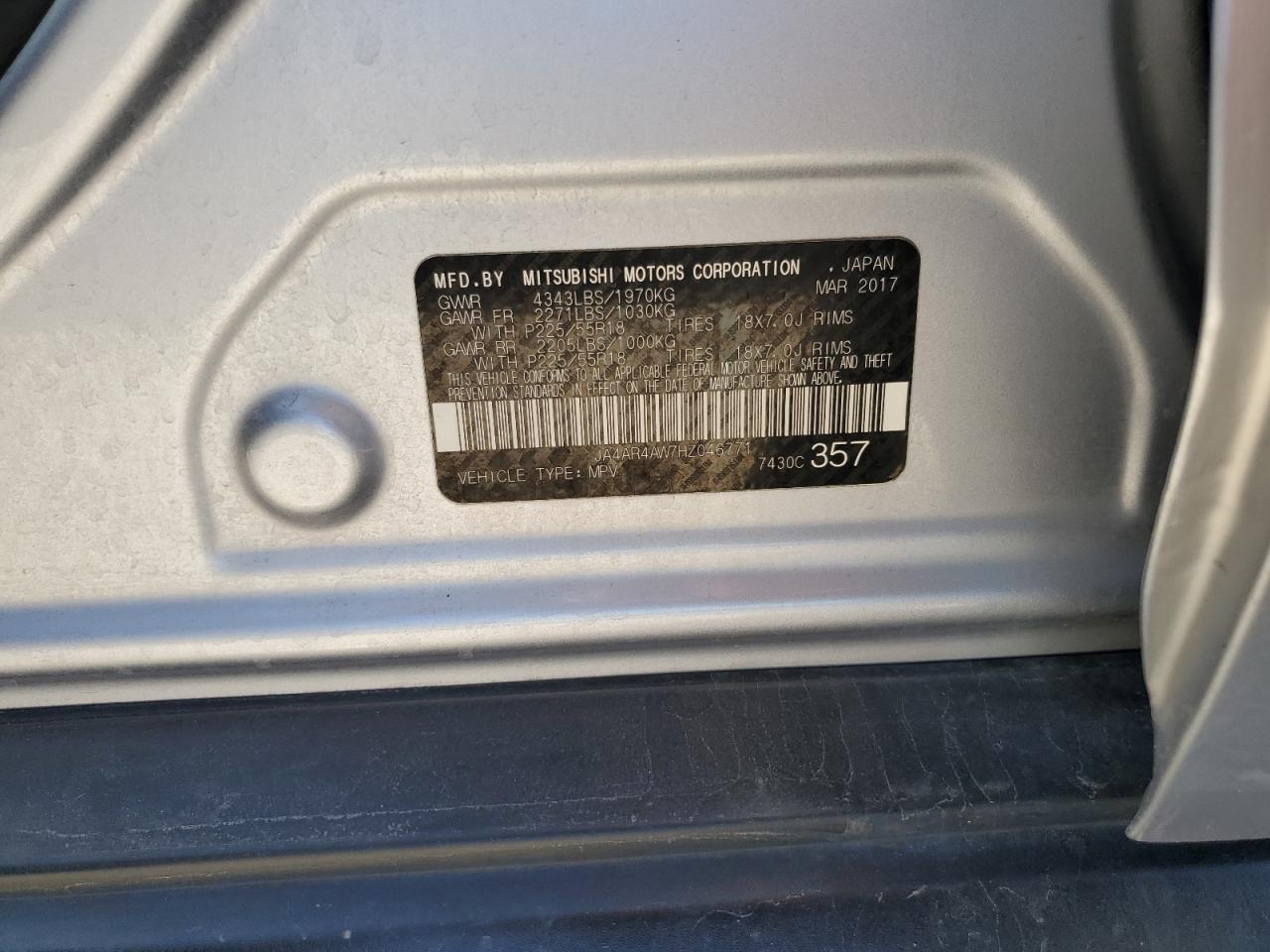 JA4AR4AW7HZ046771 2017 Mitsubishi Outlander Sport Sel