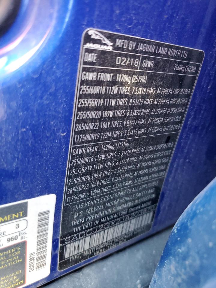 SADCJ2GX2JA203870 2018 Jaguar F-Pace Premium