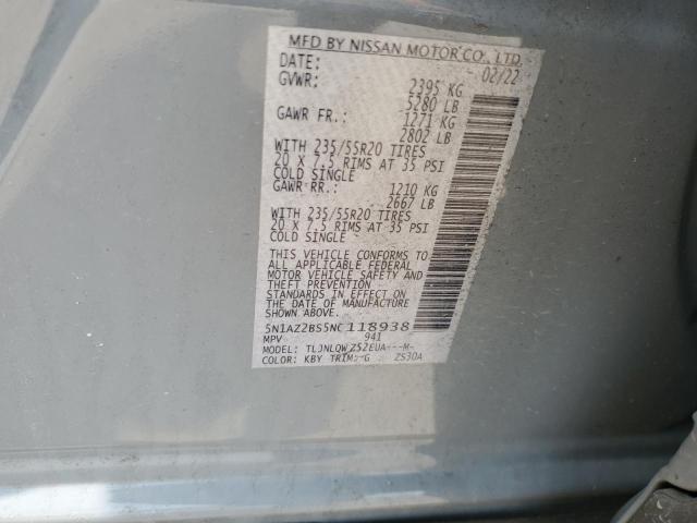 2022 Nissan Murano Sv VIN: 5N1AZ2BS5NC118938 Lot: 57531434