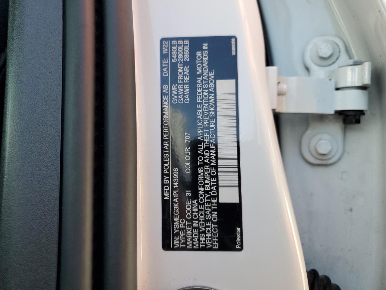 YSMEG3KA1PL143996 2023 Polestar 2