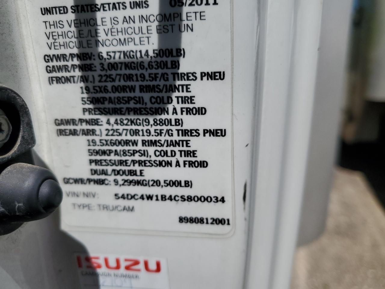 54DC4W1B4CS800034 2012 Isuzu Npr Hd