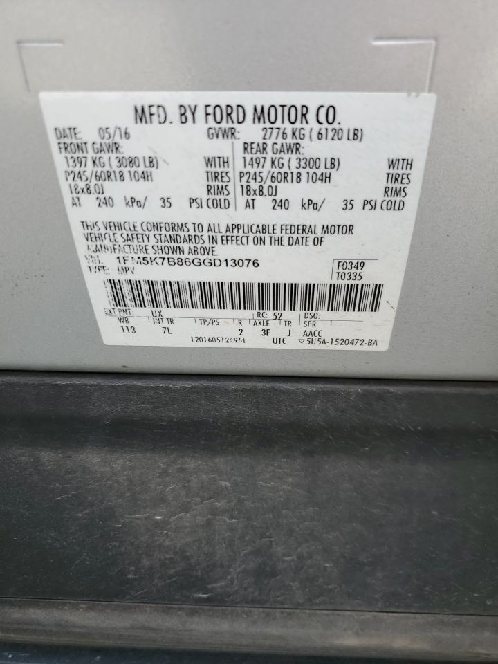 1FM5K7B86GGD13076 2016 Ford Explorer