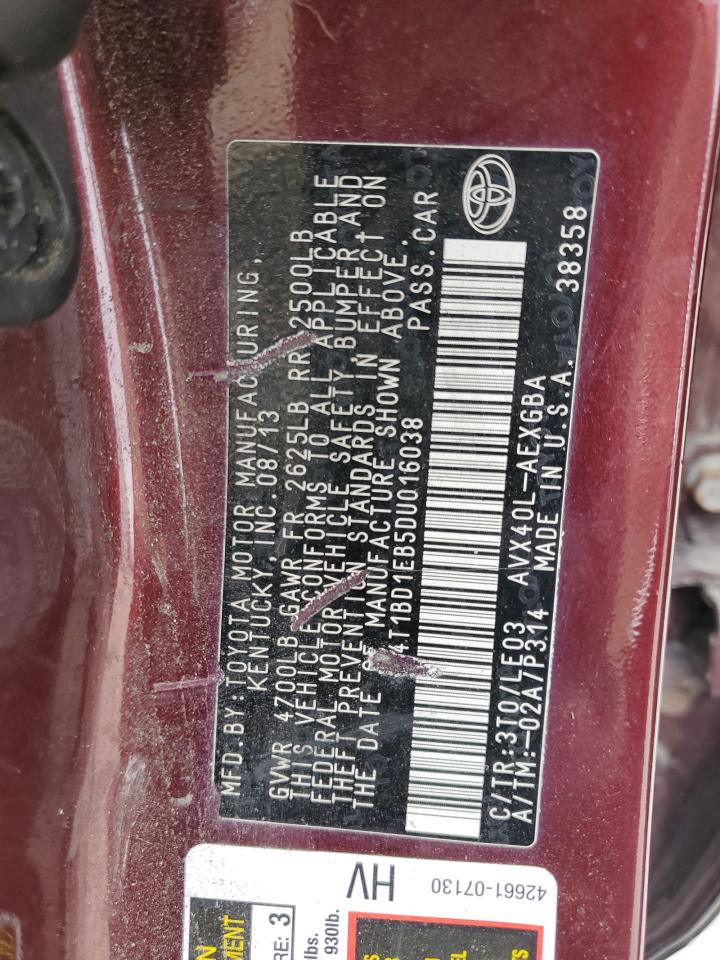 4T1BD1EB5DU016038 2013 Toyota Avalon Hybrid