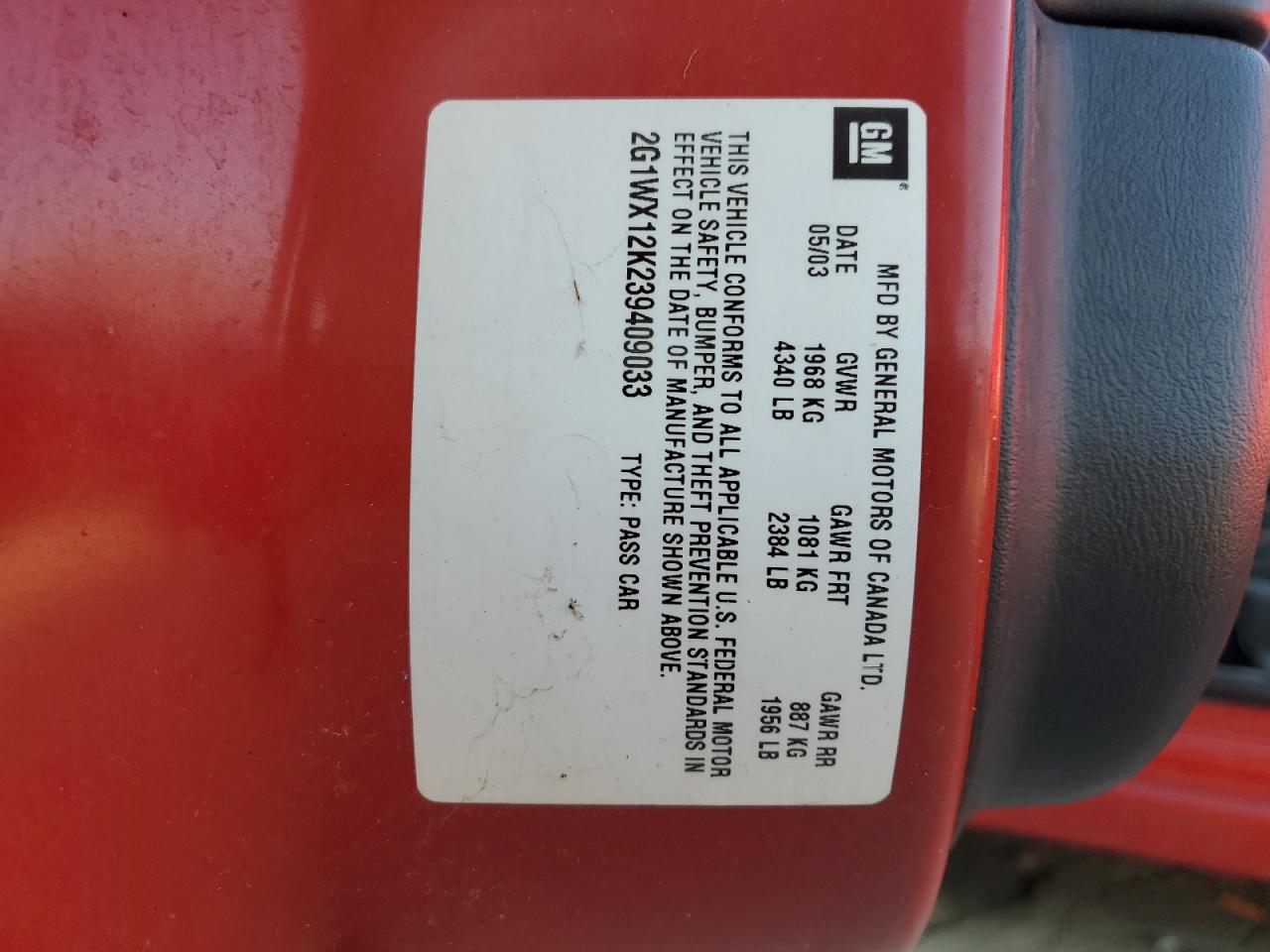 2G1WX12K239409033 2003 Chevrolet Monte Carlo Ss