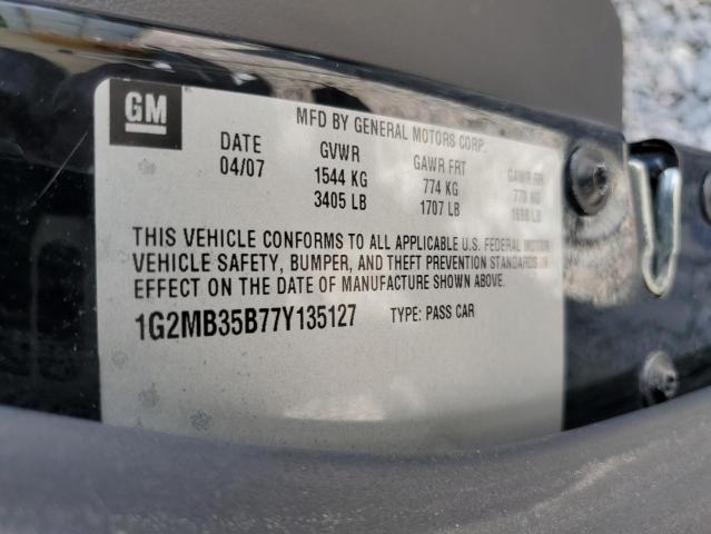 2007 Pontiac Solstice VIN: 1G2MB35B77Y135127 Lot: 60038364