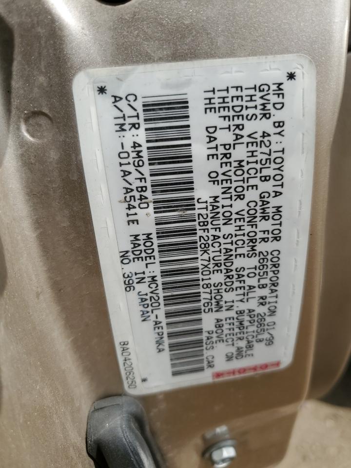 JT2BF28K7X0187765 1999 Toyota Camry Le