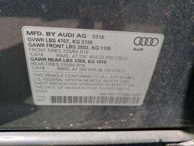 2016 Audi Q3 Premium Plus VIN: WA1BFCFS1GR019030 Lot: 58452494