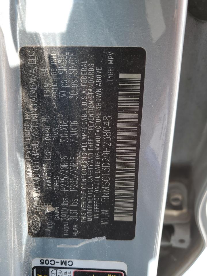 5NMSG13D29H238048 2009 Hyundai Santa Fe Gls