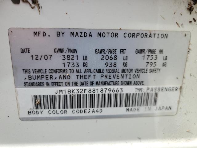 2008 Mazda 3 I VIN: JM1BK32F881879663 Lot: 59448724