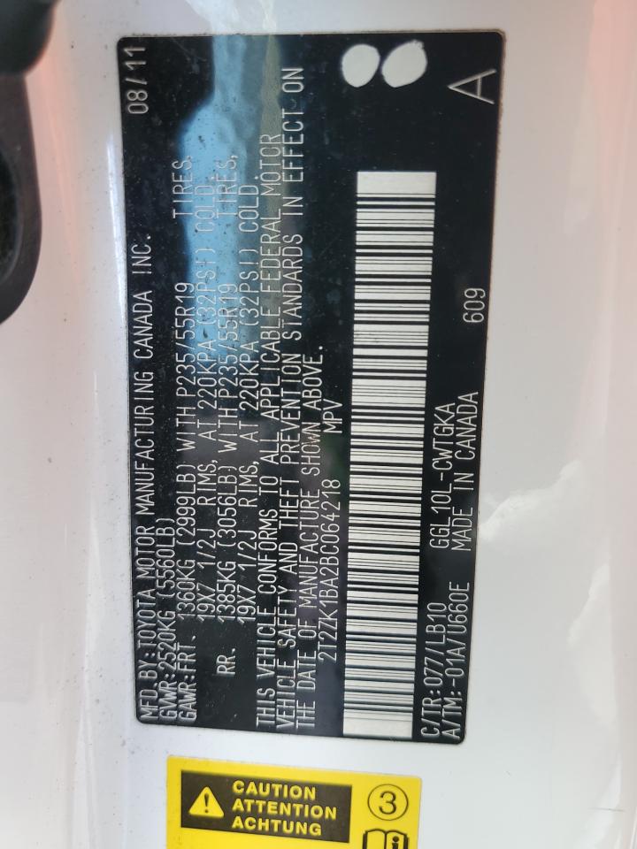 2T2ZK1BA2BC064218 2011 Lexus Rx 350