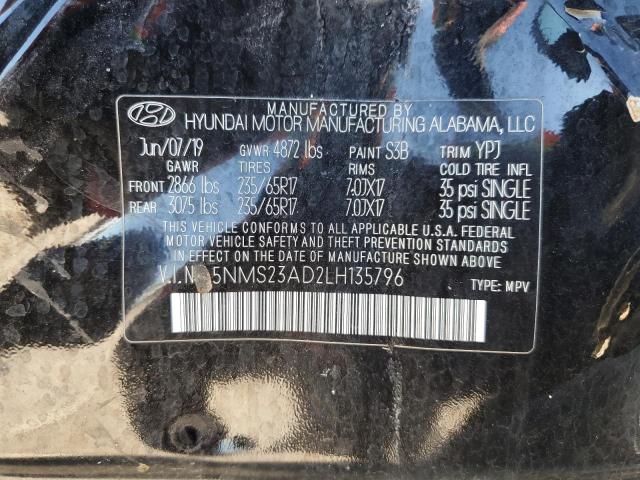 2020 Hyundai Santa Fe Se VIN: 5NMS23AD2LH135796 Lot: 60312464