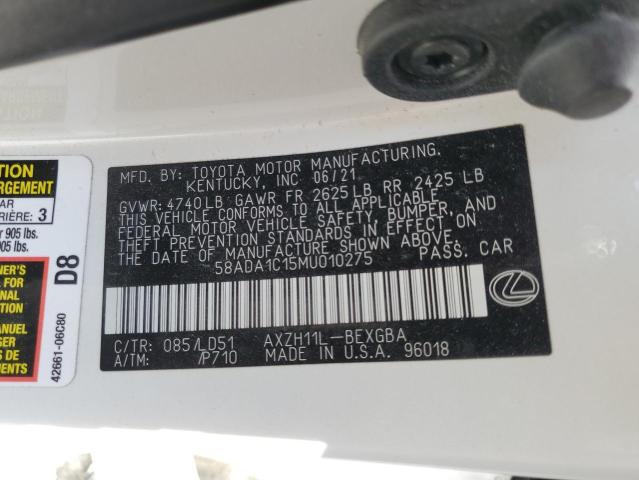 2021 Lexus Es 300H VIN: 58ADA1C15MU010275 Lot: 60853914