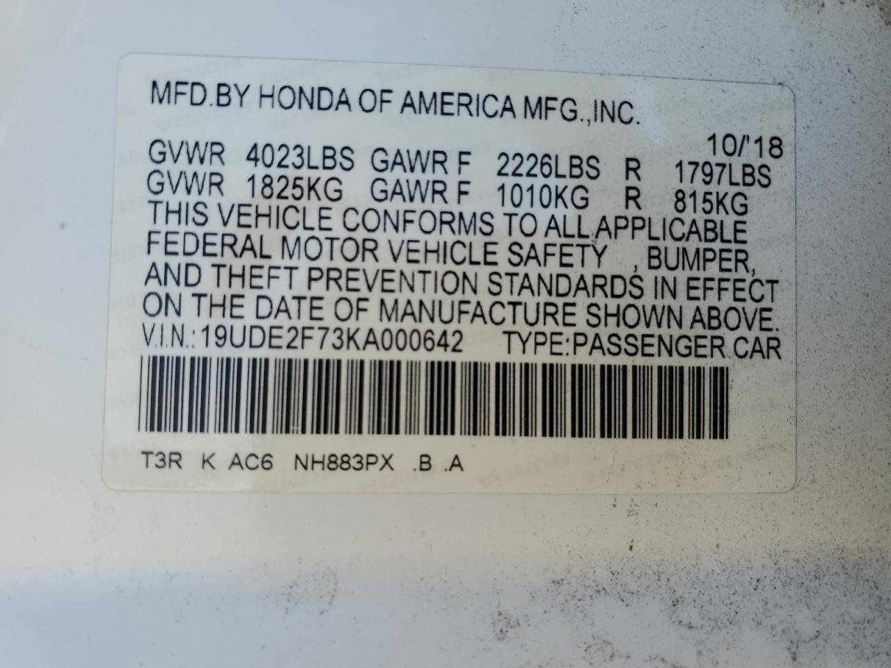 19UDE2F73KA000642 2019 Acura Ilx Premium