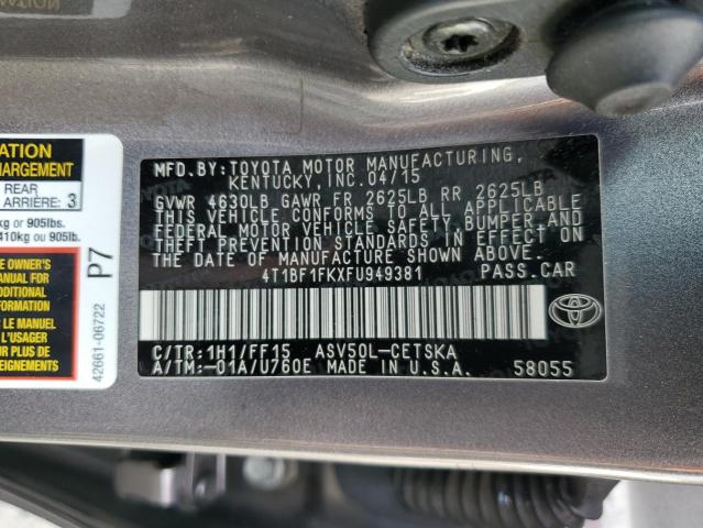 VIN 4T1BF1FKXFU949381 2015 Toyota Camry, LE no.12