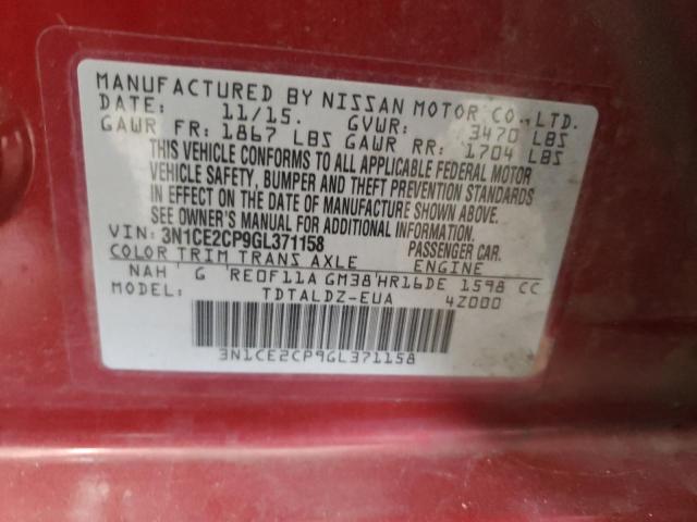 2016 Nissan Versa Note S VIN: 3N1CE2CP9GL371158 Lot: 59097334