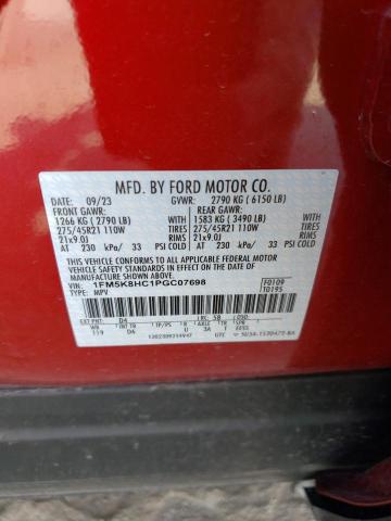 2023 Ford Explorer Platinum VIN: 1FM5K8HC1PGC07698 Lot: 58715314