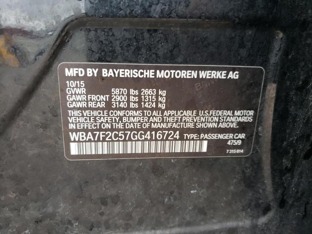 VIN WBA7F2C57GG416724 2016 BMW 7 Series, 750 XI no.13