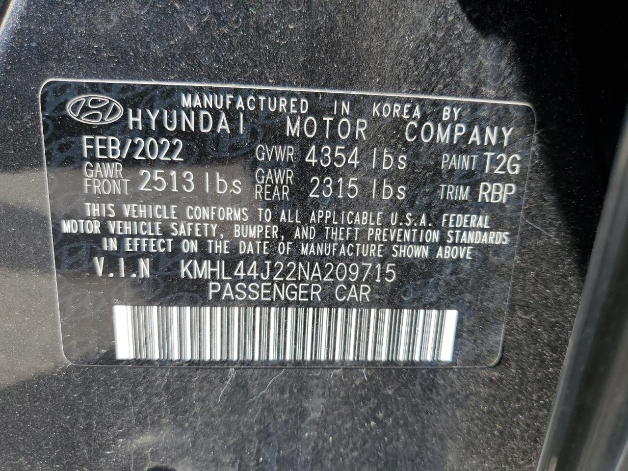 KMHL44J22NA209715 2022 Hyundai Sonata Sel Plus