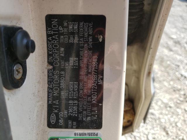 2011 Kia Soul + VIN: KNDJT2A26B7713843 Lot: 57270304