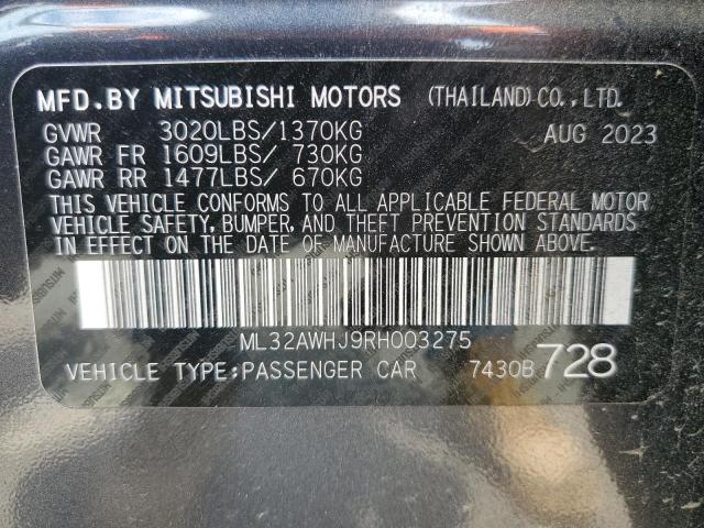 2024 Mitsubishi Mirage Se VIN: ML32AWHJ9RH003275 Lot: 58986864