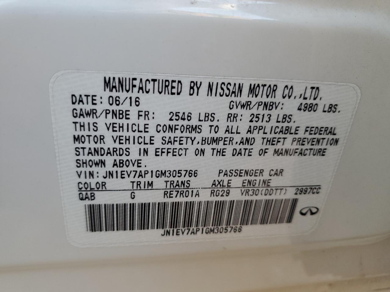 JN1EV7AP1GM305766 2016 Infiniti Q50 Premium